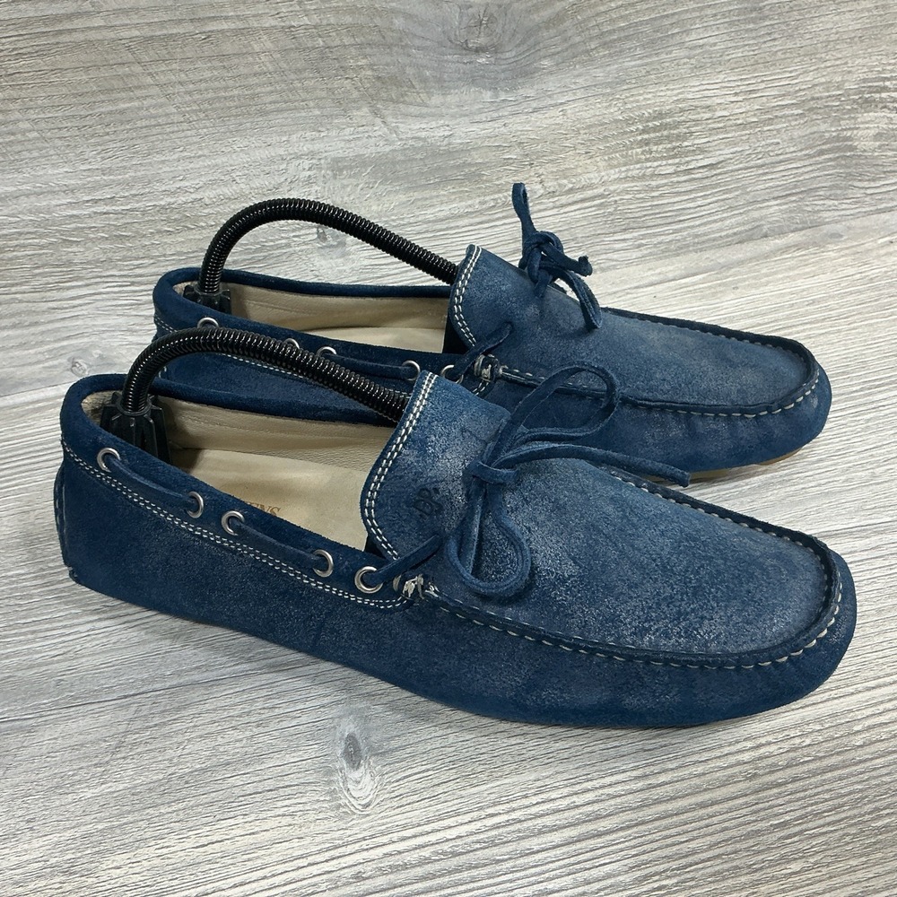 Donald J Pliner Vijay Blue Suede Slip On Driving Loafers Moccasins Size 9.5 M US